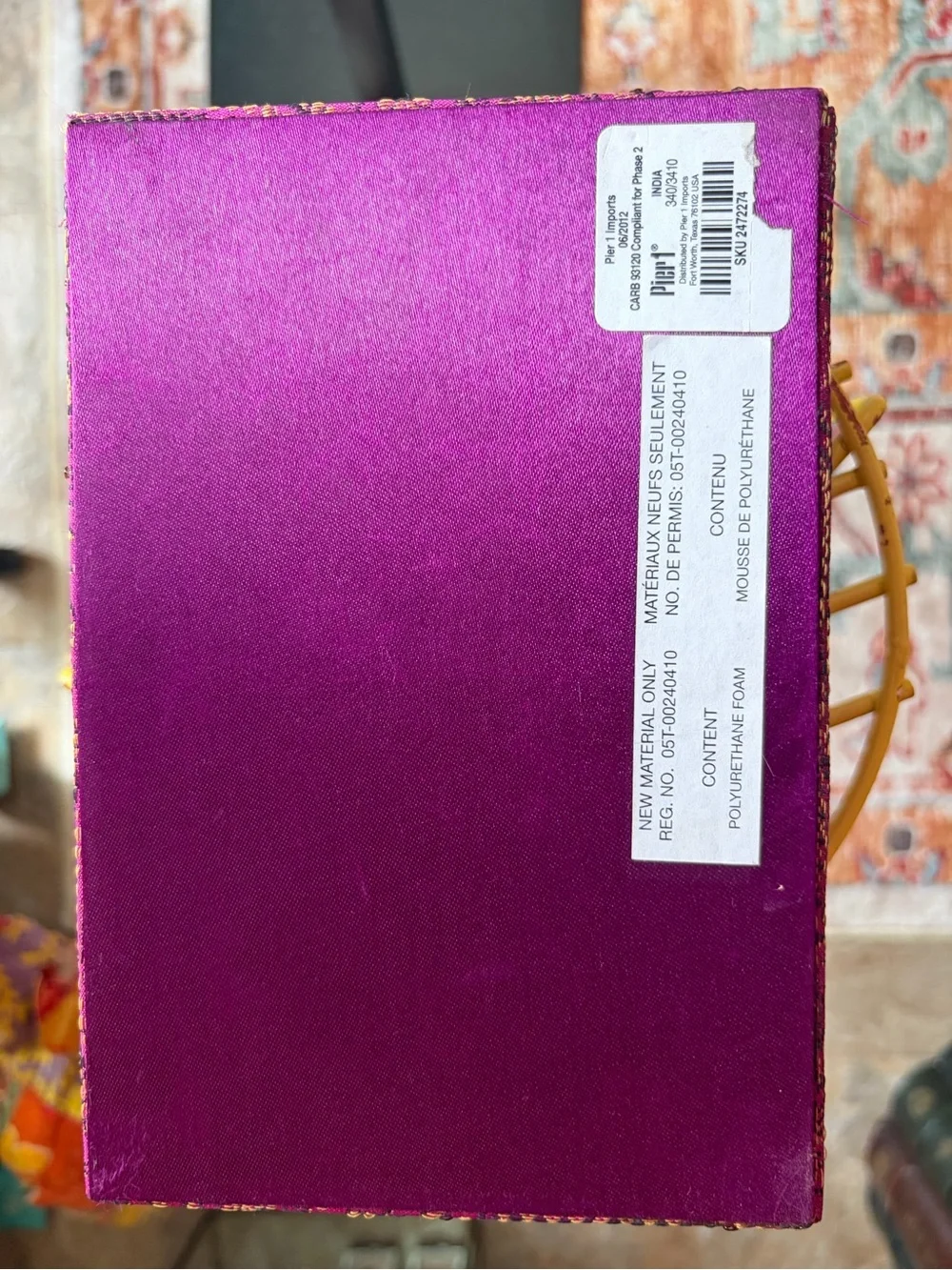 Pier 1 Fuchsia Fabric Jewelry Box